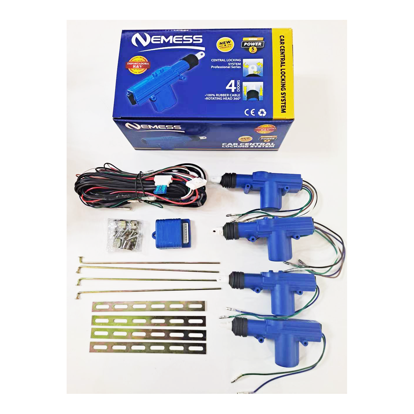 Wholesale Blue Color Car Door Central Lock Kit Central Locking System 12V for Car With 4 Actuators Motor L001